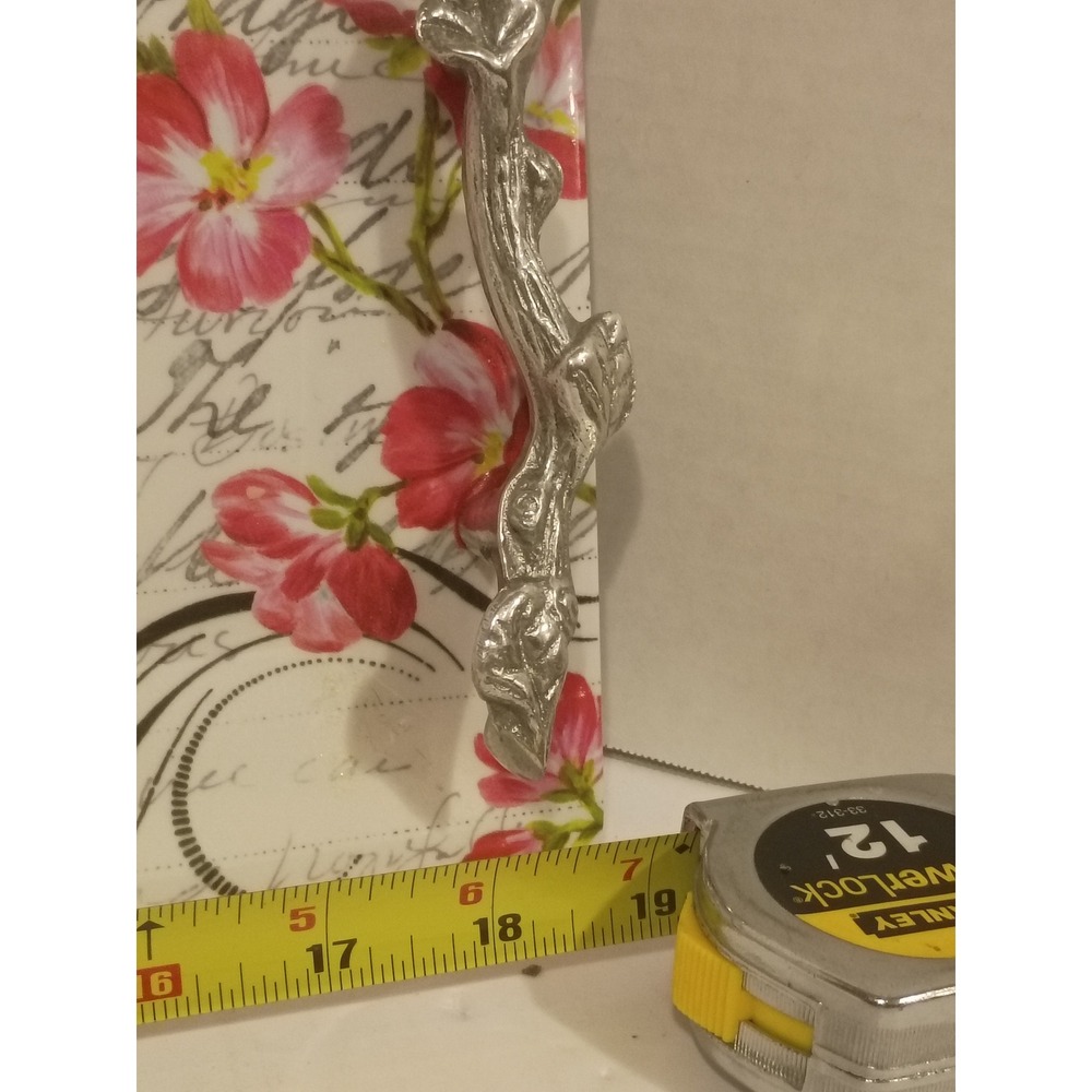 Mariposa Pamela Gladding Melamine Serving Tray BluebirdFloral Branch Handles19in - Picture 8 of 10